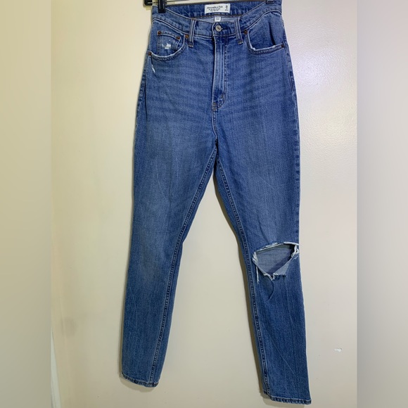 Abercrombie & Fitch The 90”s Slim Straight Ultra High Rise curve love Sz 28/6R - Picture 11 of 12